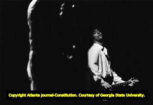 Pete Buck of R.E.M. during concert at the Omni, Atlanta, Georgia, April 1, 1989.