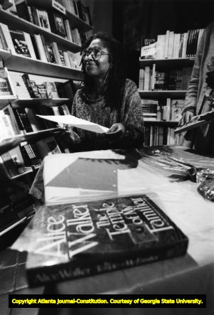 Alice Walker signing books at Charis Books, May 9, 1989.