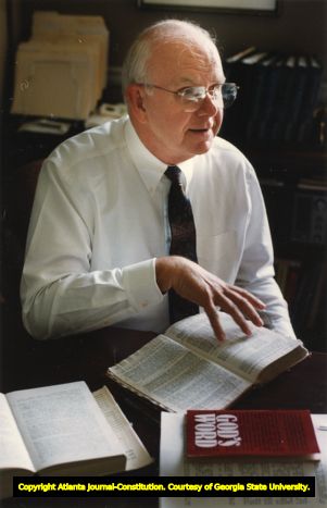 Dick Walsman, Southern Baptist, in his office with his Bible, Atlanta, Georgia, August 26, 1993.
