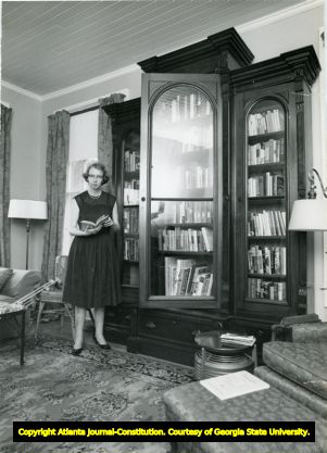 Flannery O'Connor at her home in Milledgeville, Georgia, 1962.