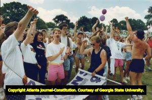 Gay Pride rally at Piedmont Park after the parade, Atlanta, Georgia, June 24, 1990.