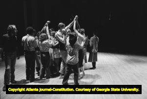 Body movement class, Georgia State University summer opera workshop, Atlanta, Georgia, July 31, 1981.
