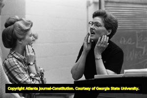 Betty Sanders (left) and Irene Calloway Harrower, Georgia State University summer opera workshop, Atlanta, Georgia, July 31, 1981.