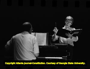 Robert Feist accompanies student singer, at Georgia State University summer opera workshop, Atlanta, Georgia, July 31, 1981.