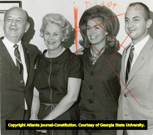 Ellis Arnall's family, from left to right, former Georgia Governor Ellis Arnall, Mildred Arnall, Alice (later, Mrs. Joseph Edward Harty II) and Alvan Arnall, Atlanta, Georgia, September 15, 1966.