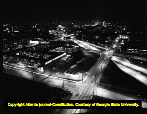 Aerial view at night, Atlanta, Georgia, November 1964.