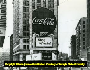 Coca-Cola sign, Margaret Mitchell Square, Atlanta, Georgia, 1954.