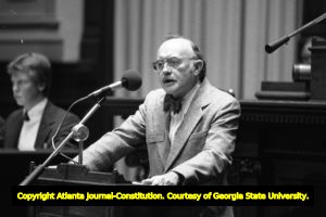 Georgia State Senator Beverly Langford, speaking during the Georgia Senate's debate on ratification of the Equal Rights Amendment, Atlanta, Georgia, January 21, 1980.