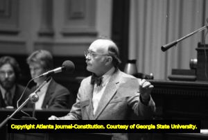Georgia State Senator Beverly Langford, speaking during the Georgia Senate's debate on ratification of the Equal Rights Amendment, Atlanta, Georgia, January 21, 1980.