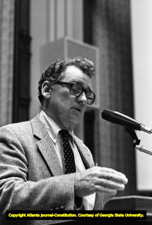 Representative E. Roy Lambert speaking during the Georgia State House of Representatives debate on ratification of the Equal Rights Amendment, Atlanta, Georgia, January 20, 1982.