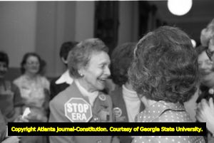 Opponents of the Equal Rights Amendment ratification celebrate its defeat in the Georgia State Senate, Atlanta, Georgia, January 21, 1980.