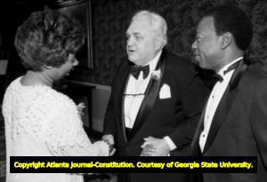 Georgia State University president Noah Langdale (center) at his retirement party, Atlanta, Georgia, June 2, 1988.