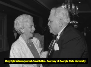 Georgia State University president Noah Langdale at his retirement party, Atlanta, Georgia, June 2, 1988.