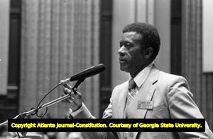 Representative Lorenzo Benn during the Georgia State House of Representatives'debate on ratification of the Equal Rights Amendment, Atlanta, Georgia, January 20, 1982.