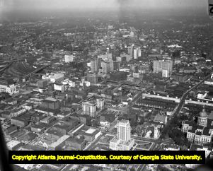 Aerial view of downtown Atlanta, looking northwest, Atlanta, Georgia, 1946.