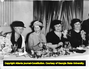 Martha Berry, Mattie Talmadge, Edith Wilson, and Mrs. Edgar Alexander at a luncheon given in honor of Edith Wilson (Mrs. Woodrow Wilson) by the Women's Democratic Club of Fulton County, Capitol City Club, Atlanta, Georgia, March 20, 1933.