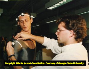 Atlanta Ballet dancer Anthony Parkes, working with Georgia Tech on the Dance Technology Project, Atlanta, Georgia, May 3, 1994.