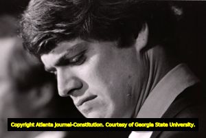 Atlanta Braves player Dale Murphy during a press conference honoring his Most Valuable Player award, Atlanta-Fulton County Stadium, Atlanta, Georgia, November 8, 1983.