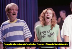 Actors in Rebecca Ranson's "Higher Ground: Voices of AIDS," Horizon Theatre, Atlanta, Georgia, June 19, 1988. Dik Holland on left.