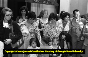Opponents of the ERA awaiting the outcome of the Georgia State Senate's vote, Atlanta, Georgia, January 21, 1980.
