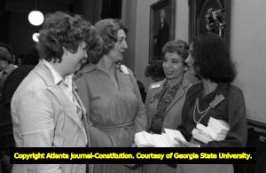 Women with Georgia State Representative Cathey Steinberg awaiting the outcome of the Georgia State Senate's vote, Atlanta, Georgia, January 21, 1980.