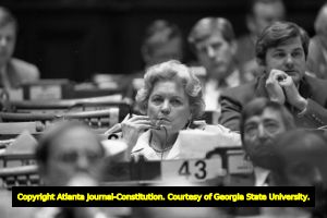 Members from the Georgia State House of Representatives during their vote on the ratification for the ERA, Atlanta, Georgia, January 20, 1982.