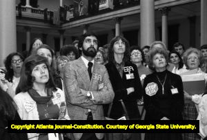 Opponents of the ERA awaiting the outcome of the Georgia State Senate's vote, Atlanta, Georgia, January 21, 1980.