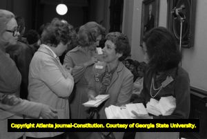 Women with Georgia State Representative Cathey Steinberg awaiting the outcome of the Georgia State Senate's vote, Atlanta, Georgia, January 21, 1980.
