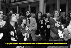 Opponents of the ERA awaiting the outcome of the Georgia State Senate's vote, Atlanta, Georgia, January 21, 1980.