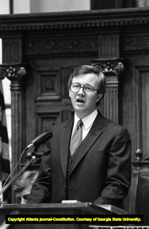 Speaker during the Georgia State House of Representatives' vote on the ratification for the ERA, Atlanta, Georgia, January 20, 1982.