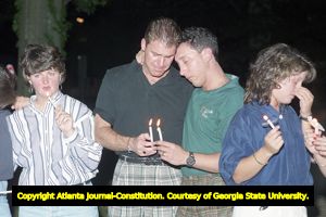 Candlelight vigil for victims of AIDS, John Howell Park, Atlanta, Georgia, June 23, 1995.