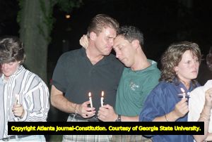Candlelight vigil for victims of AIDS, John Howell Park, Atlanta, Georgia, June 23, 1995.