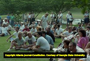 People gathered at John Howell Park to remember victims of AIDS, Atlanta, Georgia, June 23, 1995.