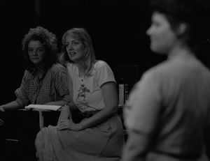 Rebecca Ranson, Atlanta playwright, during a rehearsal, Atlanta, Georgia, September 11, 1986.