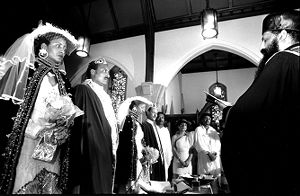 Double Ethiopian Wedding at Tewahedo Orthodox Church, Lithonia, Georgia, April 24, 1988.