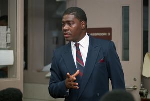 Poet, songwriter, and motivational speaker, Leonard Blount, discussing poetry to a group of youth offenders at the DeKalb Regional Youth Development Center, Decatur, Georgia, February 22, 1994.