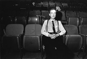 Playwright Jim Grimsley in audience seats, 7 Stages Theatre, Atlanta, Georgia, January 1984.