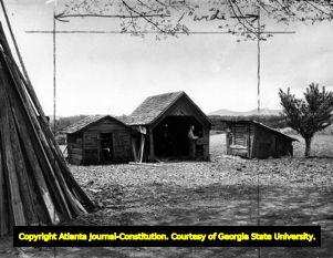 "Hang" Hunt lent the house and lot in the North Georgia mountains for a film production, Georgia, ca. 1940s.