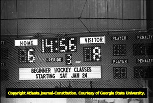 Georgia State University versus Georgia Institute of Technology hockey, Smyrna, Georgia, January 31, 1981.