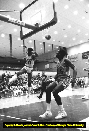 Georgia State University versus Mercer University basketball game, Atlanta, Georgia, December 15, 1980.