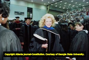 Georgia State University commencement speaker Jackie Ward, Atlanta, Georgia, June 18, 1988.