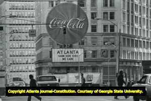 Coca Cola advertising billboard, Atlanta, Georgia, Janurary 1981.