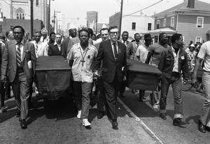 Leonard Woodcock and Ralph Abernathy leading "Liberation Train" protestors, May 23, 1970.
