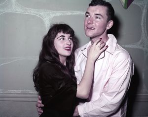 Couple at a costume party, Pi Kappa Alpha House, Athens, Georgia, January 22, 1957.