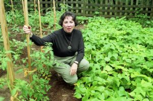 Dorothy Sussman, first recipient of a Masters of Fine Arts from Georgia State University, in her garden, Atlanta, Georgia, June 27, 1991.