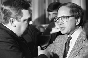 Sam Nunn at Hamilton Jordan's election campaign fundraiser, Atlanta, Georgia, December 8, 1986.