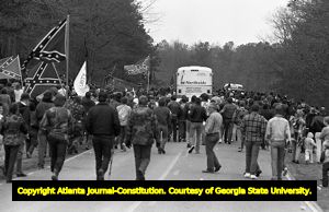 White supremacy activists at the Forsyth County freedom march, Georgia, January 17, 1987.