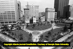 Woodruff Park, seen from atop the 10 Park Place building, Atlanta, Georgia, April 23, 1987.