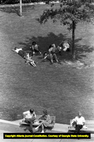 People in Woodruff Park, Atlanta, Georgia, April 23, 1987.