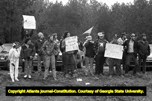 White supremacy activists protest the Forsyth County freedom march, Georgia, January 17, 1987.